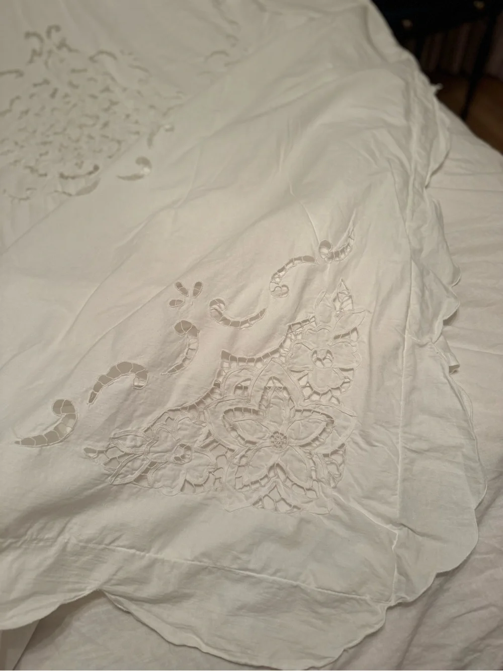 Vintage | IMPERIAL ELEGANCE / ShabbyWhite Embroid scalloped edge Duvet Cover/